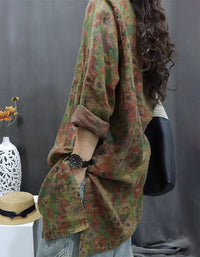 Casual Oversized Floral Cotton Linen Tunic