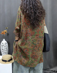 Casual Oversized Floral Cotton Linen Tunic