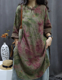 Casual Oversized Floral Cotton Linen Tunic