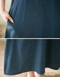 Boho Sleeveless Denim Long Dress Women Loose Fit