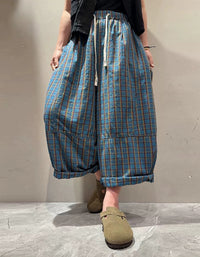Casual Loose Fit Checkered Harem Pants for Women