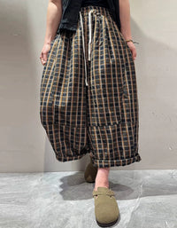 Boho Plaid Harem Trousers for Casual Everyday Wear