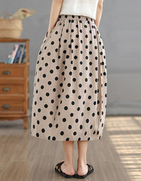 Casual Polka Dot Skirt Women – Lightweight A-Line Midi Skirt