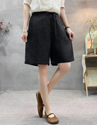 Casual Polka Dot High Waist Linen Shorts