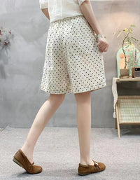 Casual Polka Dot High Waist Linen Shorts
