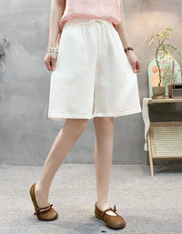 Casual Polka Dot High Waist Linen Shorts