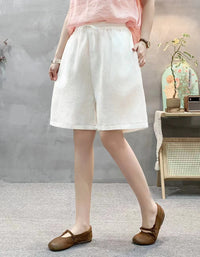 Casual Polka Dot High Waist Linen Shorts