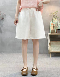 Casual Polka Dot High Waist Linen Shorts