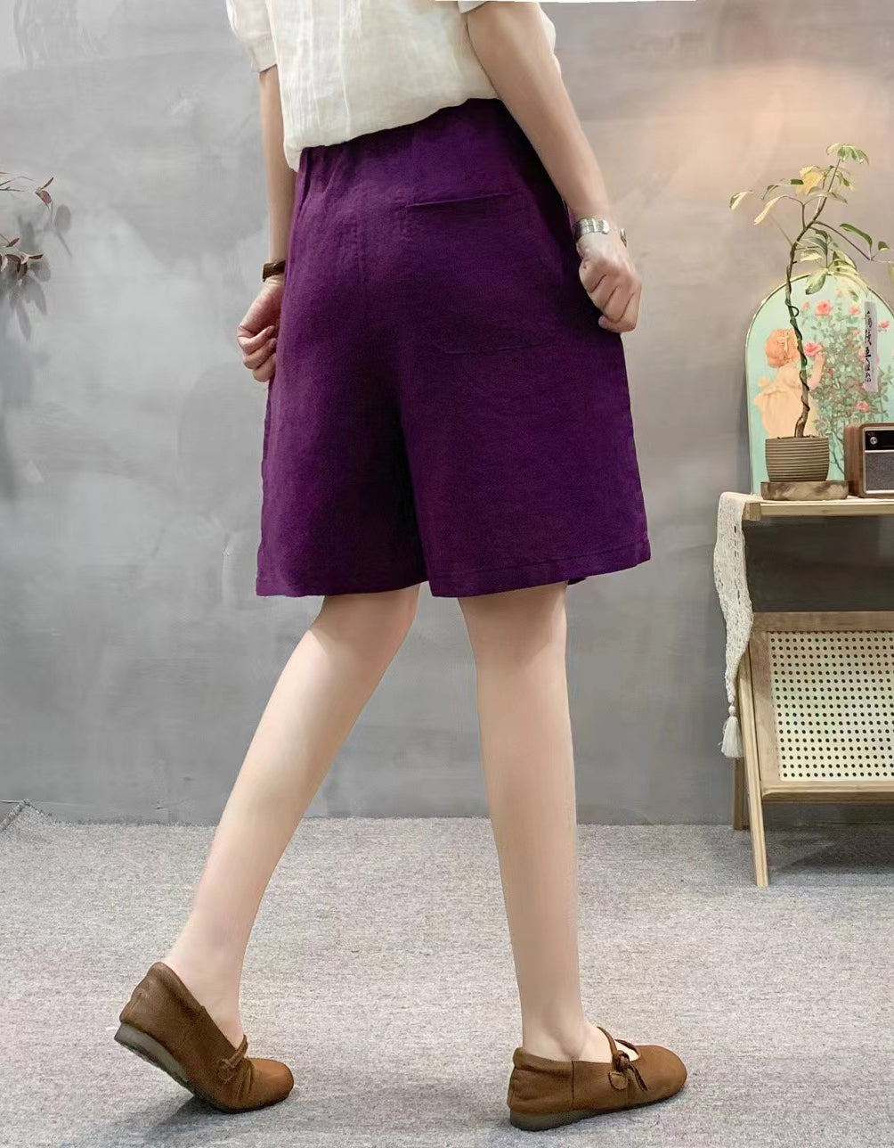 Casual Polka Dot High Waist Linen Shorts