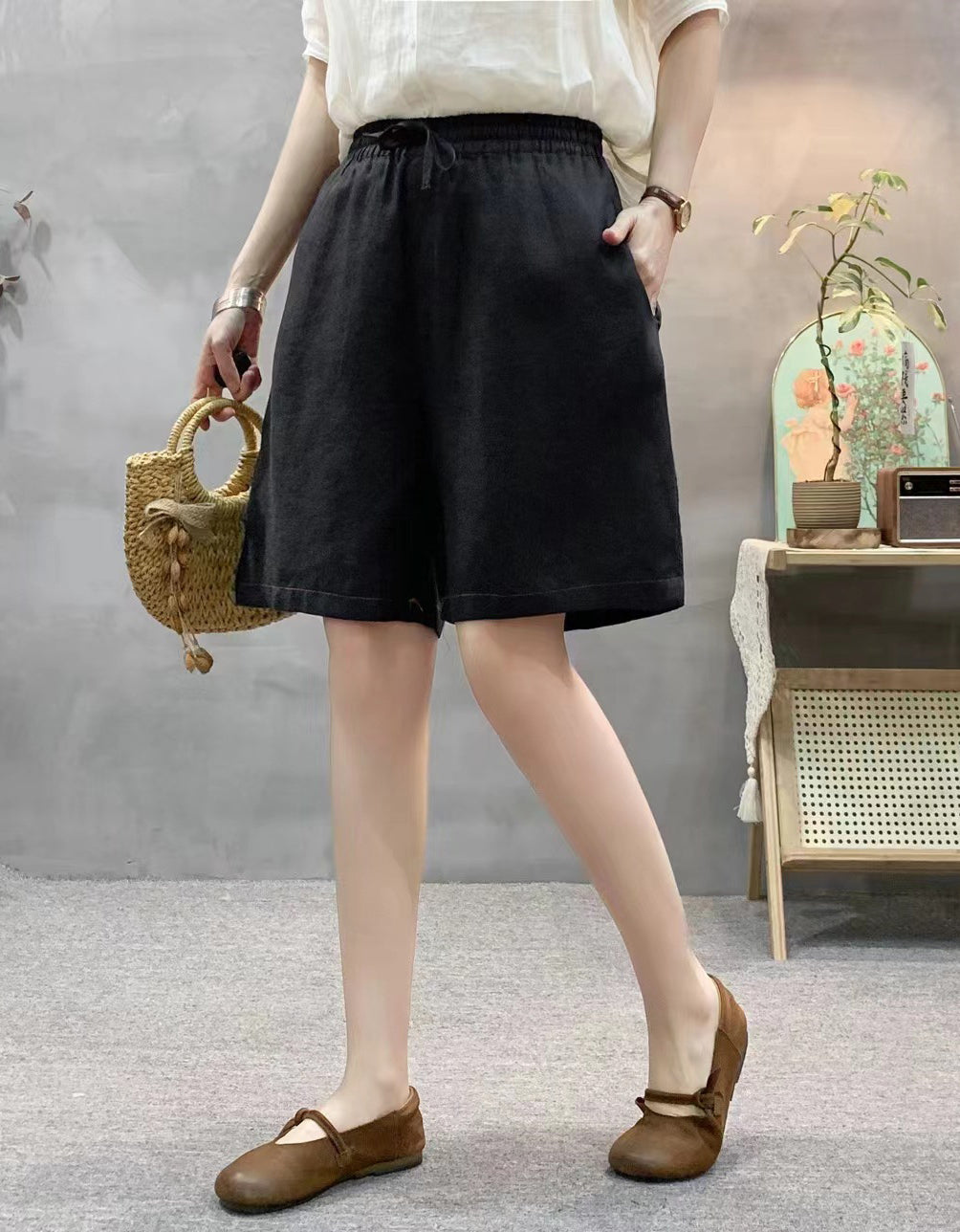 Casual Polka Dot High Waist Linen Shorts