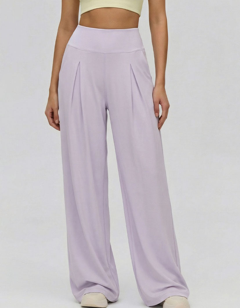 Purple Wide Leg Pants Women – High Waist Casual Loose Fit Trousers
