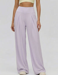 Purple Wide Leg Pants Women – High Waist Casual Loose Fit Trousers