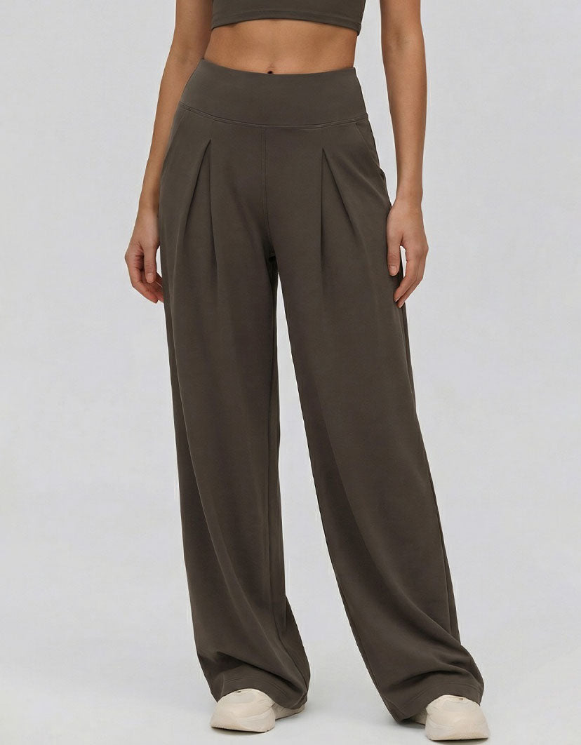Soft Beige Palazzo Pants Women – High Waist Flowy Casual Pants
