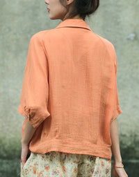 Casual Rolled Sleeve Front Knot Summer Shirt