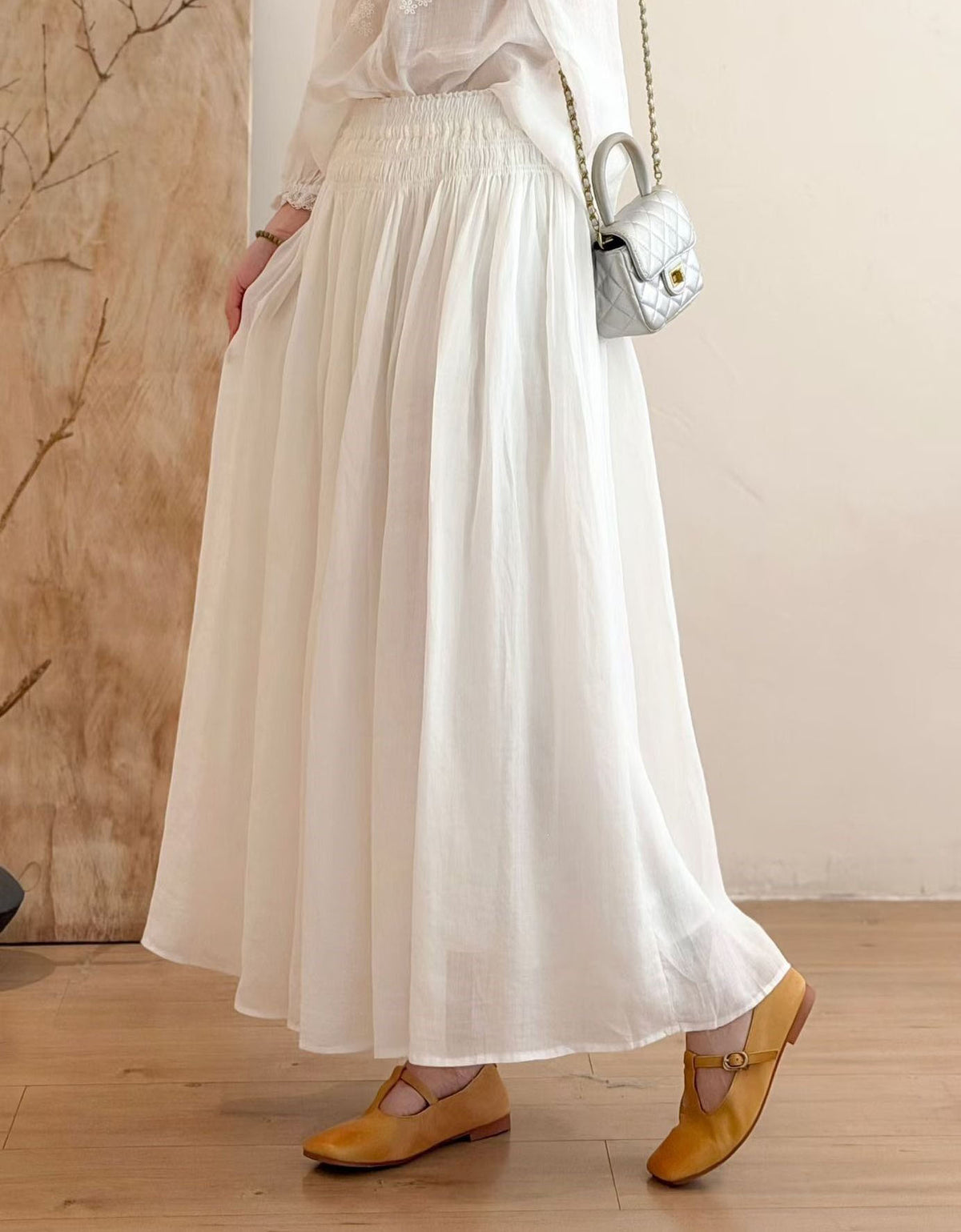 Cottagecore Linen Maxi Skirt – Elegant Flowy A-Line Long Skirt for Spring & Summer