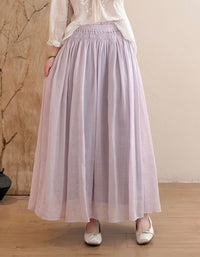 Boho style lime green long skirt for women with relaxed oversized fit