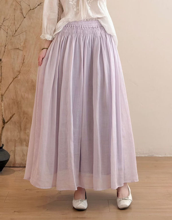 Boho style lime green long skirt for women with relaxed oversized fit