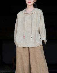 Casual Soft Organic Ramie Linen Hoodie
