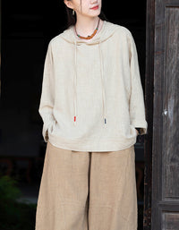 Casual Soft Organic Ramie Linen Hoodie