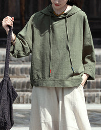 Casual Soft Organic Ramie Linen Hoodie