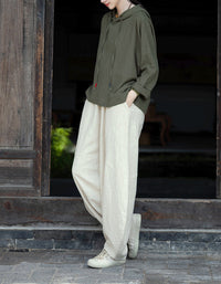 Casual Soft Organic Ramie Linen Hoodie