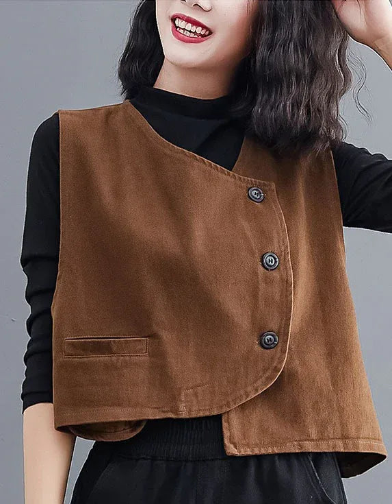 Women's Vintage Casual Side Buttoned Vest - Islinen