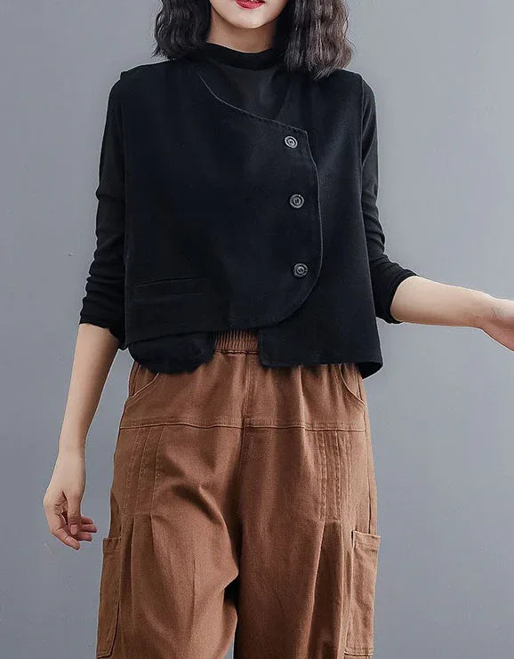 Women's Vintage Casual Side Buttoned Vest - Islinen