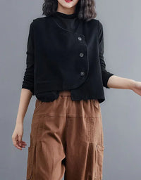 Women's Vintage Casual Side Buttoned Vest - Islinen
