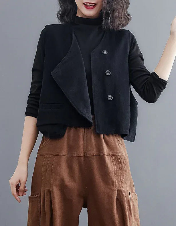 Women's Vintage Casual Side Buttoned Vest - Islinen