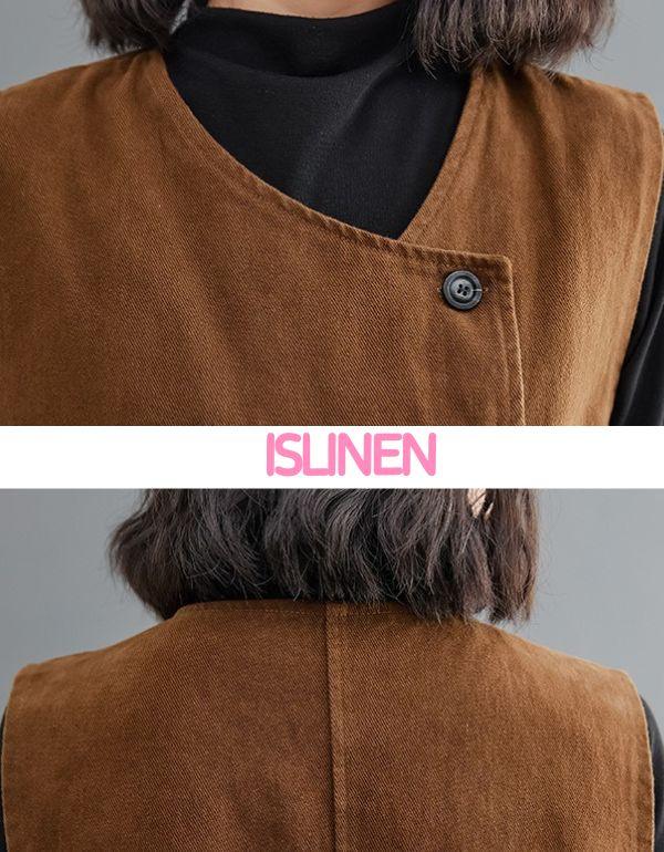 Women's Vintage Casual Side Buttoned Vest - Islinen