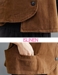 Women's Vintage Casual Side Buttoned Vest - Islinen
