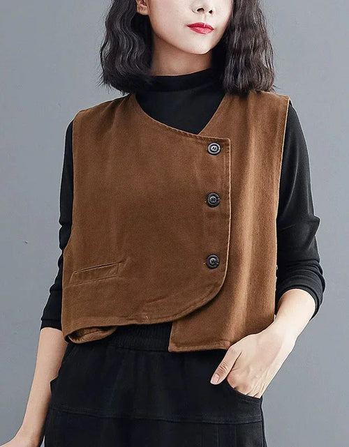 Women's Vintage Casual Side Buttoned Vest - Islinen
