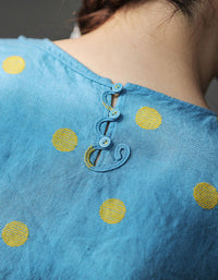 Casual Yellow Polka Dot Loose Fit Blouse