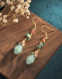 Chinese Style Enamel Painted Magnolia Earrings