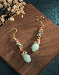 Chinese Style Enamel Painted Magnolia Earrings