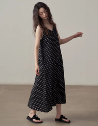 Sleeveless polka dot dress women summer outfit