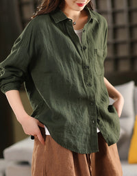 Classic Casual Versatile Button-Up Linen Shirt