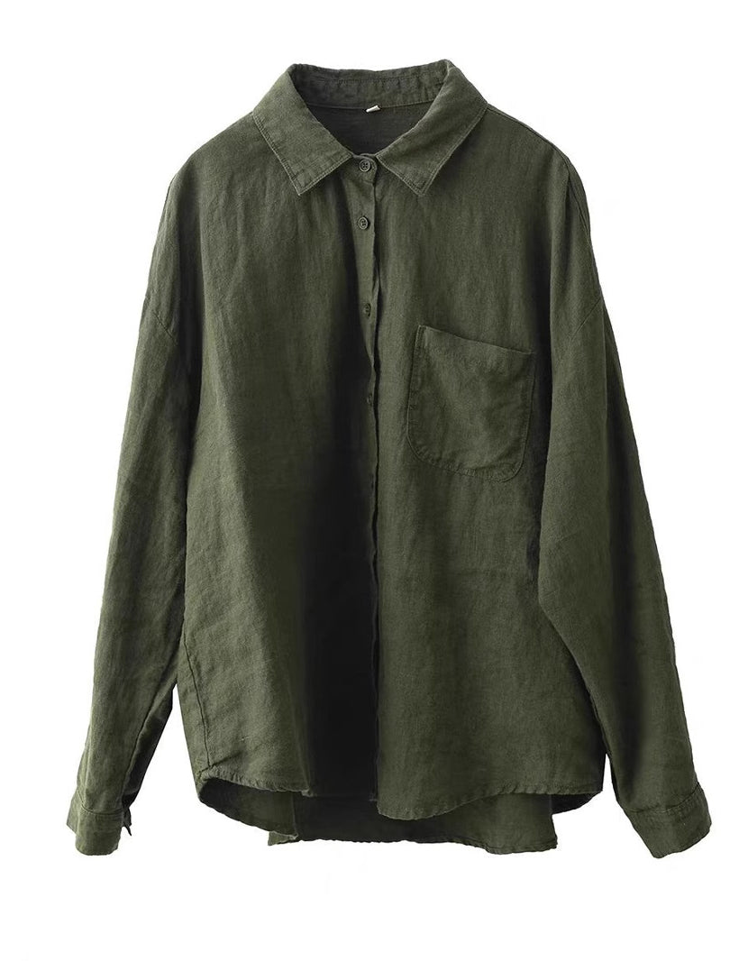 Classic Casual Versatile Button-Up Linen Shirt
