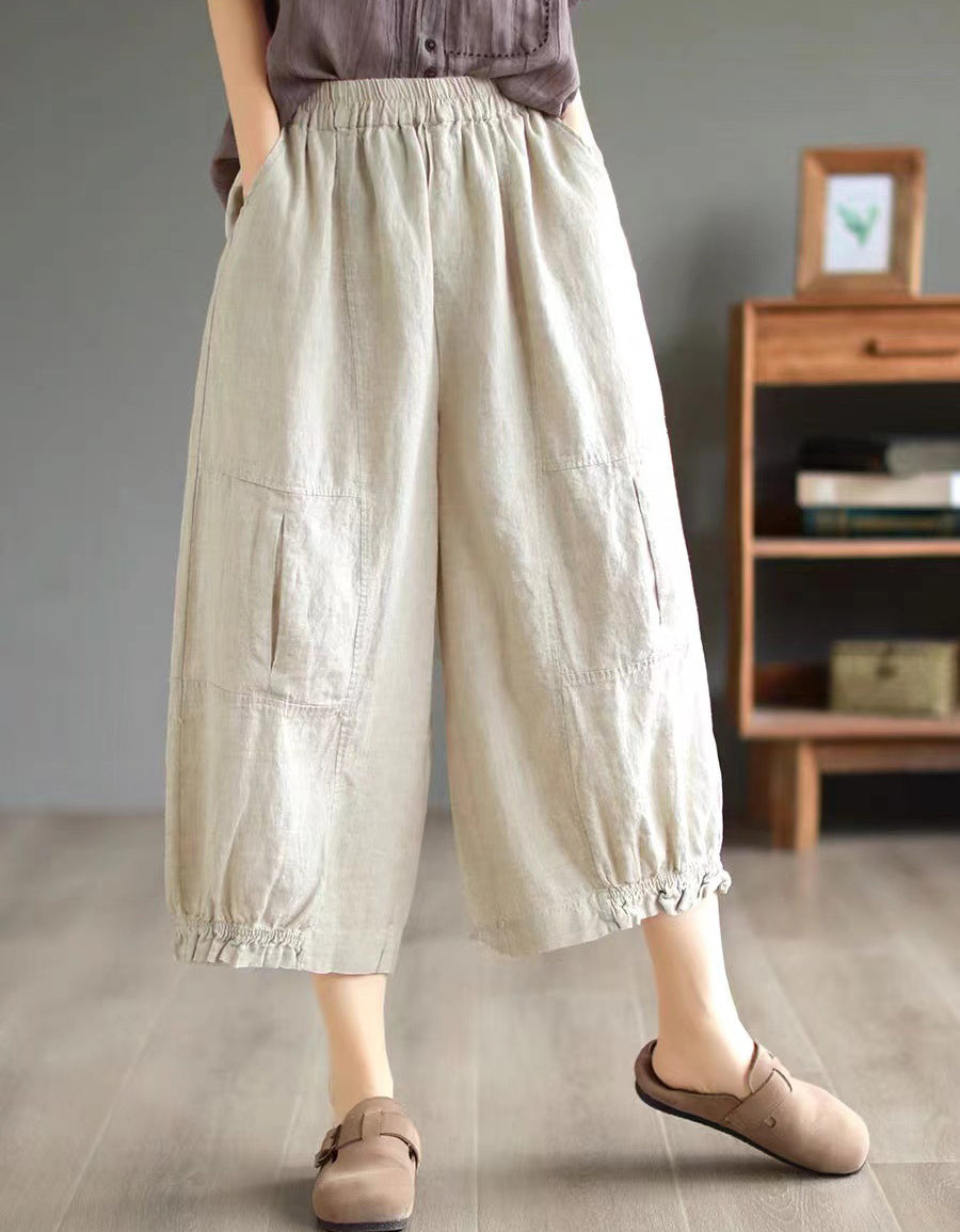 Classic Casual Wide-Leg Palazzo Linen Pants