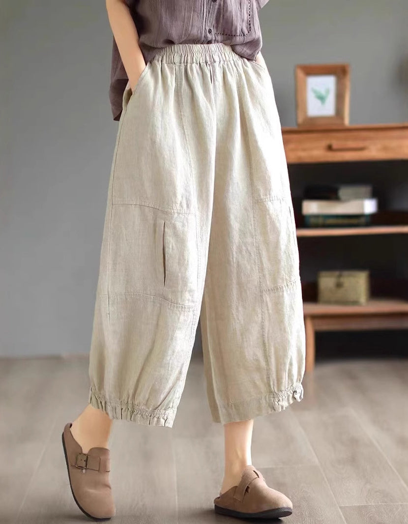 Classic Casual Wide-Leg Palazzo Linen Pants