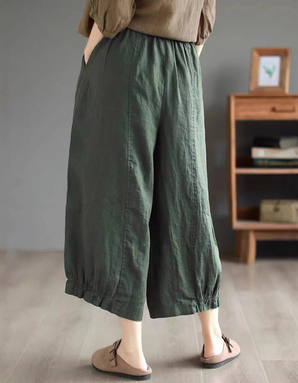 Classic Casual Wide-Leg Palazzo Linen Pants