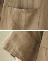 Classic Oversized Short Sleeve Cotton Linen Shirt