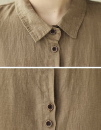 Classic Oversized Short Sleeve Cotton Linen Shirt