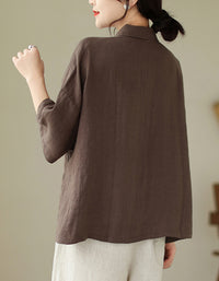 Classic Oversized Short Sleeve Cotton Linen Shirt