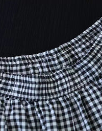 Classic Plaid High Waist Cotton Linen Midi Skirt