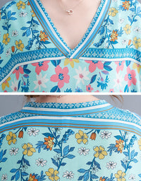 V-Neck Floral Loose Maxi Dress