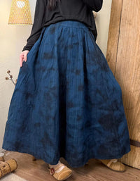 Comfortable Autumn Tie Dye Linen Maxi Skirt