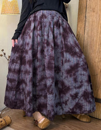 Comfortable Autumn Tie Dye Linen Maxi Skirt