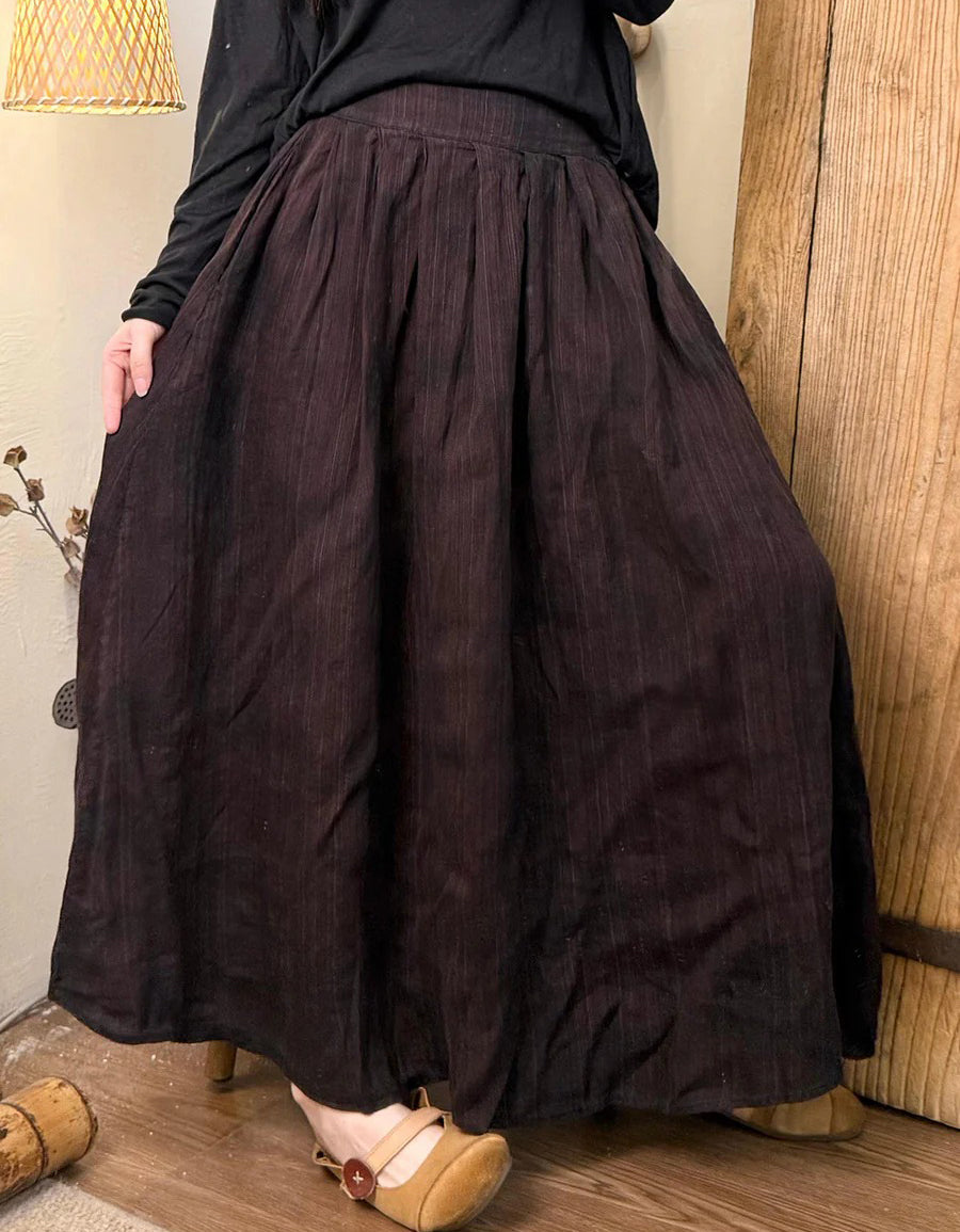 Comfortable Autumn Tie Dye Linen Maxi Skirt