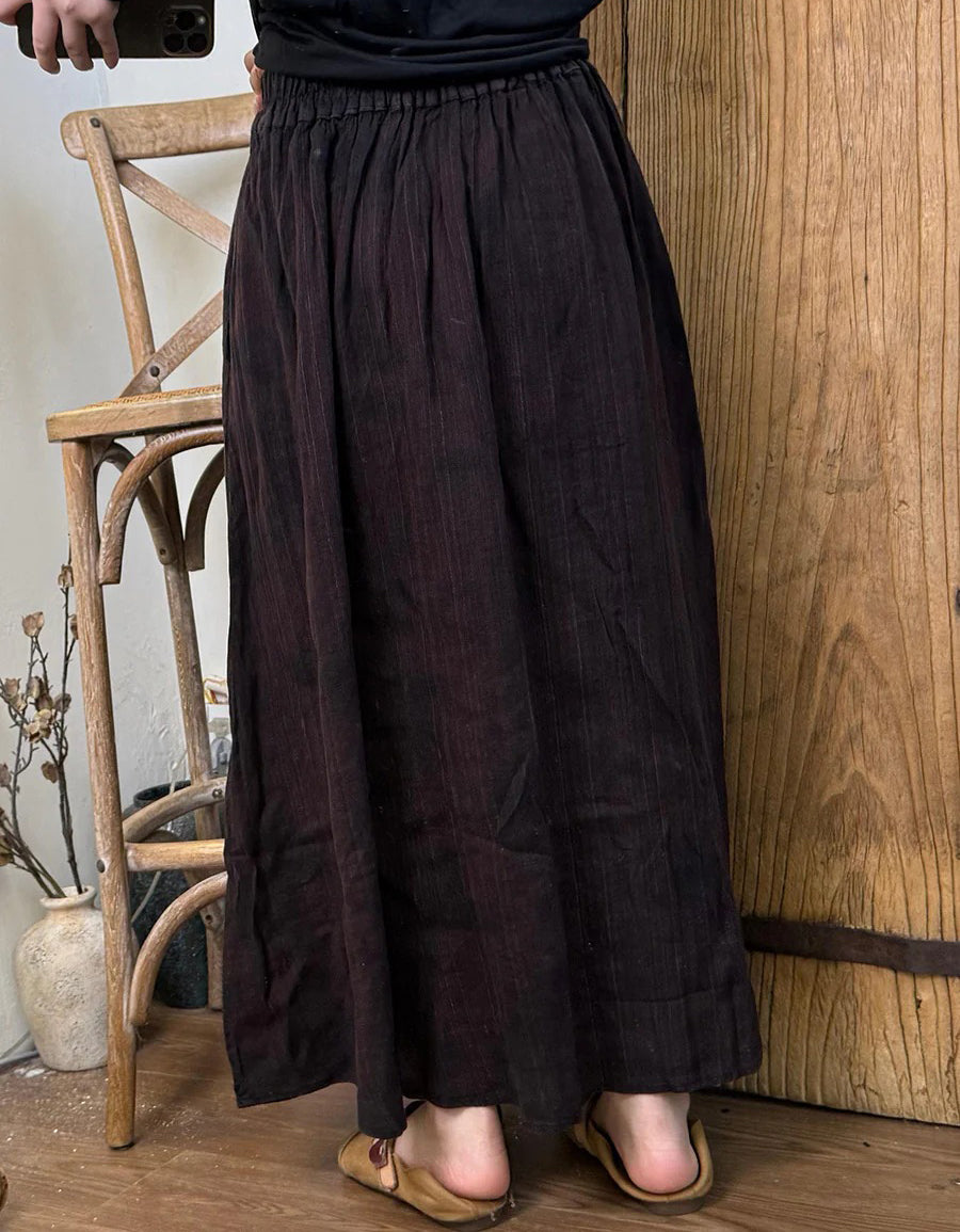 Comfortable Autumn Tie Dye Linen Maxi Skirt